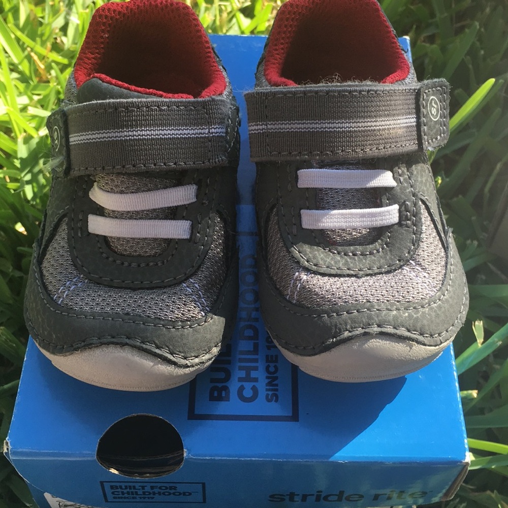 Gray/Red Velcro Stride Rite Sneakers W/ Box